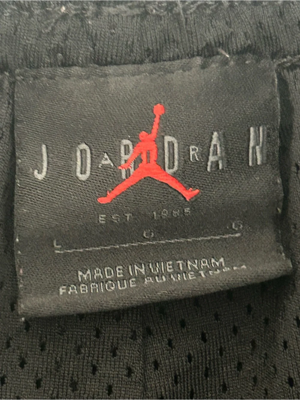 Jordan Black Mesh Basketball Shorts with Red and White Size L